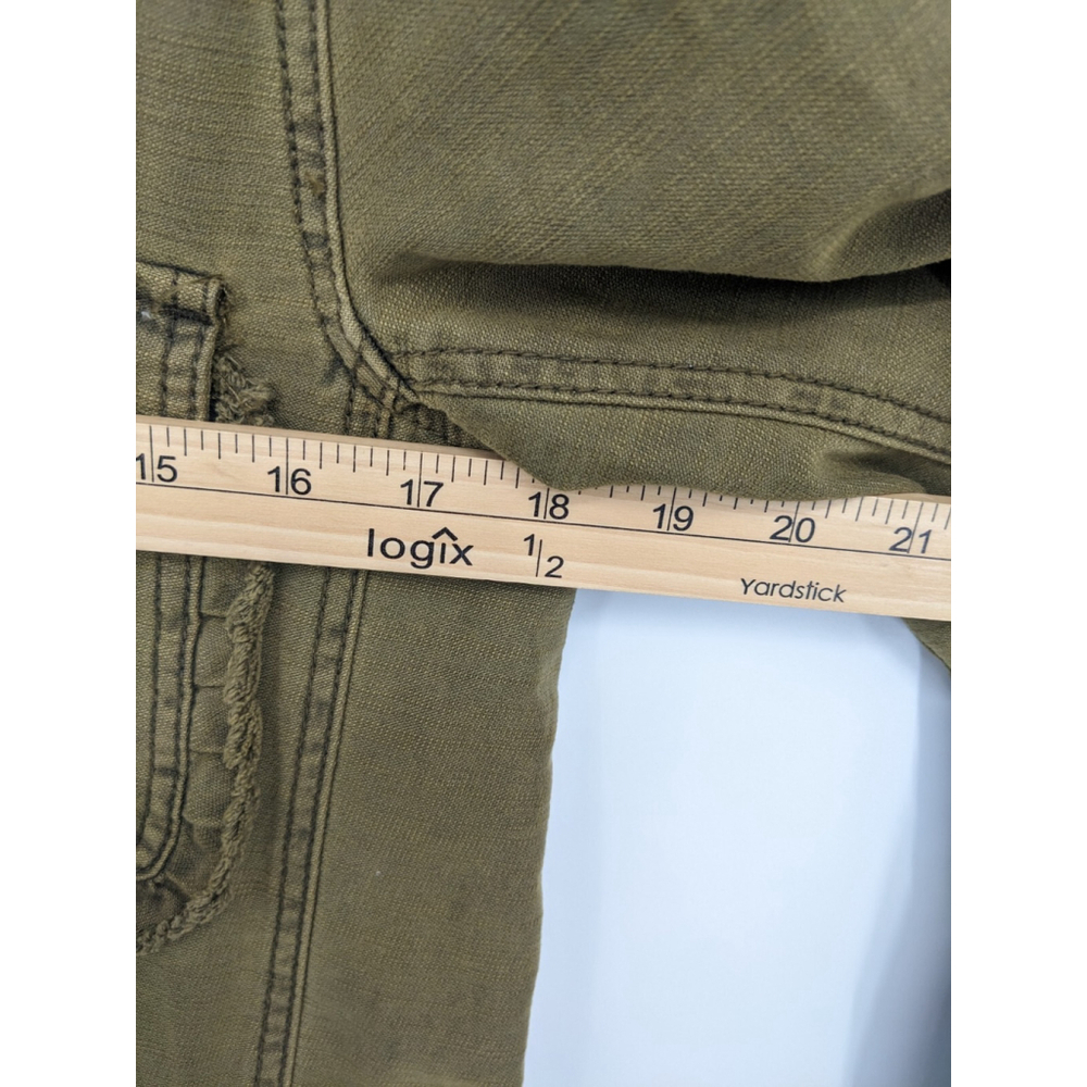 Anthropologie Jacket Womens Small‎ Green Military Utility Coat Canvas Ruffle Y2K - Picture 9 of 10